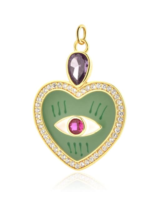 18k gold [C style] 925 Sterling Silver Cubic Zirconia Enamel Trend Heart Pendant